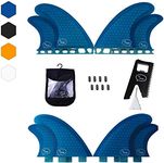 Ho Stevie! Quad (4) Surfboard Fins - High Performance HexCore - Built for Speed and Drive - [Choose Base] with Fin Key, Screws, Wax Comb and Travel Case