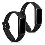 kwmobile Straps Compatible with Samsung Galaxy Fit (SM-R370) Straps - 2X Replacement Silicone Watch Bands - Black Matte