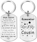 Resdink Cousin Gifts for Christmas, Remember I Love You Couin Keychain, My Favorite Cousin Birthday Key Chain, Best Valentine's Day Easter Graduation Gifts for Cousin Present, Sliver, 2*1.1inch