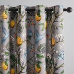 Topfinel 90 Inches Long Curtains, Gray and Yellow Moody Country Anthropologie Cabin Blackout Sun Block Floral Hummingbird Plant Lemon Patterned Grommet Damask Drapes Two Pages for Living Room Office