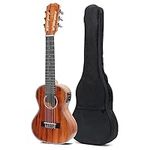 Batking Guitalele Left Hand, 28 inch Acoustic 6 Strings Electric Guitar Ukulele Small Travel Classical Guitarlele Acacia KOA Wood Satin Finish,For Adults Kids Beginners (with EQ & Gig Bag)