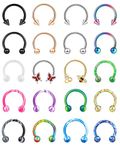 Defrsk 20 Pcs Septum Rings Nose Ring Hoop for Women Men Colorful Stainless Steel Body Piercing Jewellery