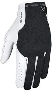 Callaway Golf Men's X-Spann Compression Fit Premium Cabretta Leather Golf Glove, Worn on Left Hand, X-Large, White/Black