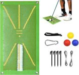 Golf Hitting Mat,Golf Swing Mat for Swing Detection Batting, Golf Impact Mat with Shock Absorbent Rubber Soft Base with 3pcs Balls for Home Backyard Indoor/Outdoor (12" X 20")