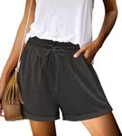 Angerella High Waisted Shorts Women Comfy Drawstring Casual Elastic Waist Pure Color Shorts Summer Beach Lightweight Short Pants Charcoal S