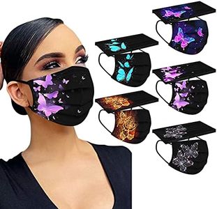 50 Pack Disposable Face Mask for Adult With Designs Cute Butterfly Printed Paper Masks Full Face Cover Protections