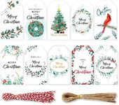 MIYKA 100 Pcs Paper Tags Xmas Label Tags with Strings for Decorating and Labeling Gifts, Treats, Envelopes, DIY Crafts, Home-made Bakery Wrapping