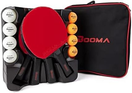 BOOMA Ping Pong Paddle Set | 4 Table Tennis Rackets | 8 3-Star Ping Pong Balls | Storage Case | Table Tennis Paddles & Game Accessories | ITTF Approved Rubber for Tournament Play