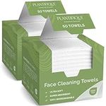 PLANTIFIQUE Disposable Face Towels XL 10"x12" - 100% Biodegradable Viscose Facial Towelettes for Women Skin Care - 100 Count