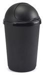 Plastic Bullet Bins 30L, 50L Waste Paper Recycle Dustbin Flap Lid Kitchen, Home,Office Rubbish Trash Baskets (Black, 50L)