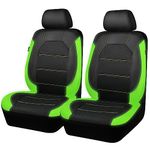 CAR PASS Universal Leather Two Front Seat Covers,Sport seat Covers fits Most Cars, SUVs, Trucks, and Vans Airbag Compatible (Black Green)