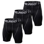 TERODACO Men's 3 Pack Sports Tight Compression Shorts Cool Dry Athletic Undershorts for Running Workout Training Gym