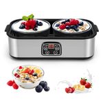 MEKOTRIN Yogurt Maker with 2 Glass Jars - 2L Electric Yoghurt Maker Stainless Steel Machine with LED Display, Adjustable Temp & Timer, for Making Organic Yogurt, Natto, Homemade