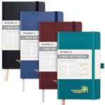 POPRUN Lined Journal Notebook for Women & Men, 4 PCS Medium Size 5.25''x 8'', 120GSM Thick Paper, 128 Numberd Pages, Hardcover, Index Tabs, College Ruled Notebook for Work - Black,Red,Green,Blue