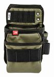 The Diamondback Flux Tool Pouch | Electricians, Carpenters, Plumbers, HVAC | 2 Pockets, 3 Inner Tools Slot, 2 Outer Tool Slots, 5-Slot Drill Bit Index | 5"x7"x10" | 0.7 lbs (Ranger Green - Right Side)