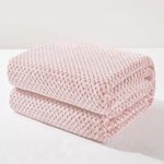 Exclusivo Mezcla Fleece Bed Blanket Queen Size, Super Soft and Warm Blankets for Couch, Sofa and Bed Waffle Textured, Cozy, Fuzzy and Lightweight (Mixed Pink, 90x90 Inches)