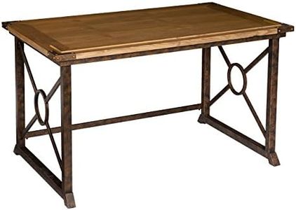 SEI FURNITURE Knightley Tilt Top Drafting Table - 51.5 inch Wide - Oak Wood Finish w/ Antique Brass, Brown