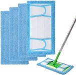 Reusable Microfiber Mop Pads for Swiffer Sweeper & All 10-12 Inch Flat Mop, Upgraded Wet Dry Cleaning Pads for All Hard-Floor, Reusable & Washable Sweeper Refills (4)