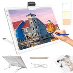 A3 Light Box, Portable Wireless Battery Powered Light Pad, 3 Colours Stepless Dimmable 6 Levels Brightness Tracing Light Box, Rechargeable Drawing Light Pad for Diamond Painting Artists Sketching