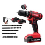 Enon Cordless Impact Drill/Driver for Home Use, 20V, 1500Rpm, Keyless Chuck 10mm, 25 Level Torque, 2 Speed Modes, 3 Setting Modes, 2 x 1500mAh Batteries– 6 Months Warranty (XE-CD2010)