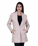 Comfy Sparrow Women Formal Wear Long Length Wool Blend Collared Neck Full Sleeve Coat/Blazer (XX-Large, Cream)