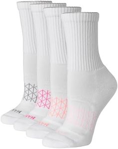 Hanes Cushioned, Absolute Active Crew Socks for Women, Seamless Toe, 4-Pairs, White, 5-9