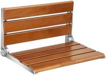 18" Teak Folding Shower Seat Wall Mounted,Fold Down Shower Bench for Small Shower Space, Home Care Teak Wood Stool for Inside Shower,Pregnants-Maximum Load 380lb