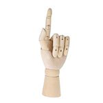 Wooden Manikin Hand 10 Inch Flexible Fingers Realistic Wood Hand Model Posable Manikin Hand - Opposable Sectioned Artist Hand Model for Arts Drawing, Sketching, Painting, Jewelry Display - Left