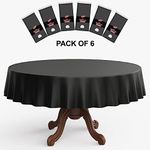 Neatiffy 84 Inch 6 Pack Disposable Round Plastic Tablecloths Picnic/Camping/Party/Banquet Table Cover. Table Cloth for Round 84" Tables, (Black)