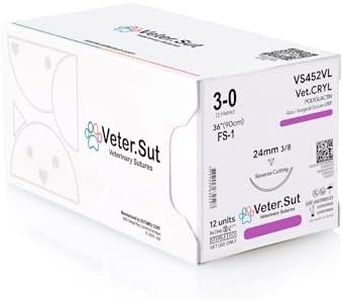 Veterinary Sutures - VeterSut VetCRYL Absorbable Polyglactin Surgical Suture USP Size 3-0, (FS-1) 3/8 24mm Reverse Cutting Needle, 36 Inches (90 cm), 12 Count, Veterinary Use