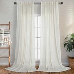 Back Tab Linen Curtains 94 Inches Long 2 Panels Set for Living Room Light Filtering Canvas Cloth Textured Linen Drapes Ivory Cream Sheer Curtains for Patio Door Doorway Playroom Picture Window 42 Wide