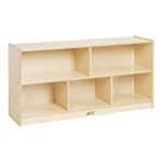 ECR4Kids Birch 5-Section School Classroom Storage Cabinet with Casters, Natural, 24" H