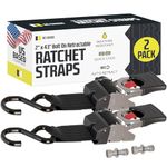 DC Cargo Mall Bolt-on Auto Retractable Ratchet Straps (2-Pack) 2” x 43", Heavy Duty, 1,809lb Break Strength – Tie Down Straps for Boat, Jet Ski, RZR, ATV