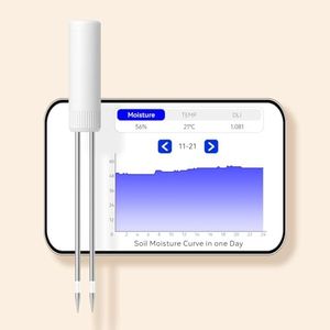 Leave in Soil Moisture Meter, Long Term in Soil Monitoring, Soil Temperature, Sunlight Level Indicator (Full Sun/Partial Sun/Partial Shade/Shade), Indoor Outdoor Garden