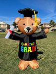 BZB Goods 6 Foot Tall Graduation Inflatable Brown Teddy Bear with Cap and Gown Diploma Pre-Lit LED Lights Blow Up Indoor Outdoor Holiday Yard Garden Lawn Party Art Lighted Decoration Photo Booth Prop