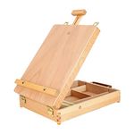 Trintion Table Easel Box Art Supplies Easel Box Wooden Adjustable Foldable Desktop Sketch Portable Art Painting Storage Box for Children's Artist Drawing Student