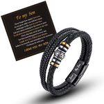 LAXPICOL Gift To My Son Bracelet, Men's Bracelets Boys Bracelet, Braided Leather Bracelet Birthday Easter Graduation Gifts For Teen Boys-To My Son