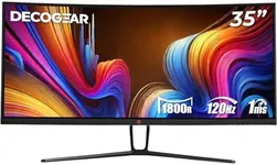 Deco Gear 35-Inch Curved Ultrawide Gaming Monitor | 3440 x 1440 | 120Hz | 1ms MPRT | Adaptive Sync | HDMI 2.0 x2 | DisplayPort 1.4 x2 | 99% sRGB