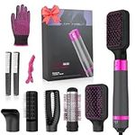 YZABOIUE Hair Dryer Brush, 5 in 1 Negative Ion Electric Hot Air Brush, Detachable and Interchangeable Blow Dryer Brush and Volumizer Styler, Salon Hair Straightener Curly Brush for Women Gift, Black