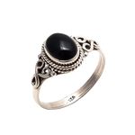 Black Onyx Stone Ring 925 Sterling Silver Statement Ring For Women Size UK M Natural Gemstone Ring Handmade Ring Christmas Gifts Ring Jewelry