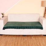 Amazon Brand – Umi 3 Seater Quilted Velvet Sofa Cover Protector (Dark Green with Frill)