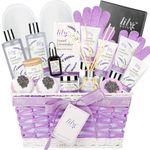 Lily Roy Perfum Spa Gift Baskets Set for Women Spa Gift 18Pcs Lavender Bath and Body Gift Baskets for Women Spa Kit Perfums Gifts Set for Christmas Birthday Gifts for Women Spa Bath Gift Set for Mothers Day