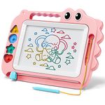 SGILE Toys for Kids, 14×11 inch Magnetic Drawing Board for Early Learning, Erasable Doodle Writing Pad Gift for Baby Girls Boys, Painting Sketch Pad with Four Stamps for 3 4 5 Year Old Toddlers, Pink