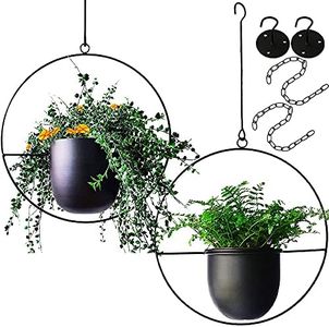 2 Pcs Hanging Planters for Indoor and Outdoor Plants with Hooks and Chains Metal Modern Wall and Ceiling Planter Minimalist Flower Pot Hold Planters Hanger for Home Decor