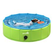 Pecute Dog Paddling Pool 80cm, Foldable Dog Swimming Pool with Handle - Sturdy Foldable Dog Swimming Pool Bathtub, Large Small Dogs Anti Slip Outdoor Swimming Pool for Garden Patio (M 80 x 20cm)