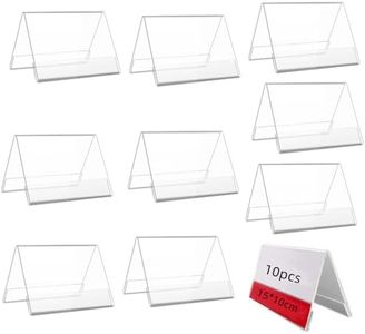 10 Piezas Soporte de Exhibición de Acrílico, forma de tejado， Porta Precios Transparente, Soporte de Sobremesa para Oficina Tienda Supermercado Promociones Restaurantes Transparent ( 15×10cm )