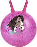 moses 4033477382054 Bouncy, Sparkling Jumping Ball for Horse Lovers with Star Confetti Filling, Indoor and Outdoor Toy for Children from 4 Years, Pink with Glitter