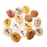 ROCKIMPACT 24PCS CROSS Engraved Inspirational Stones, Sentimental Gifts, Blessing Motivational Treat, Encouragement Message Rock Pebble Keepsake, Wholesale Price, 5-8cm (2"-3") each