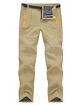 TBMPOY Men's Snow Ski Hiking Pants Waterproof Fleece Lined Pants Outdoor Mountain Softshell with Belt 02 Thick Light Khaki L
