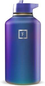 IRON °FLASK Camping & Hiking Hydration Flask with Straw, Wide Mouth Insulated Stainless Steel Sports Water Bottle - Aurora 64 oz - Straw (1 Lid)